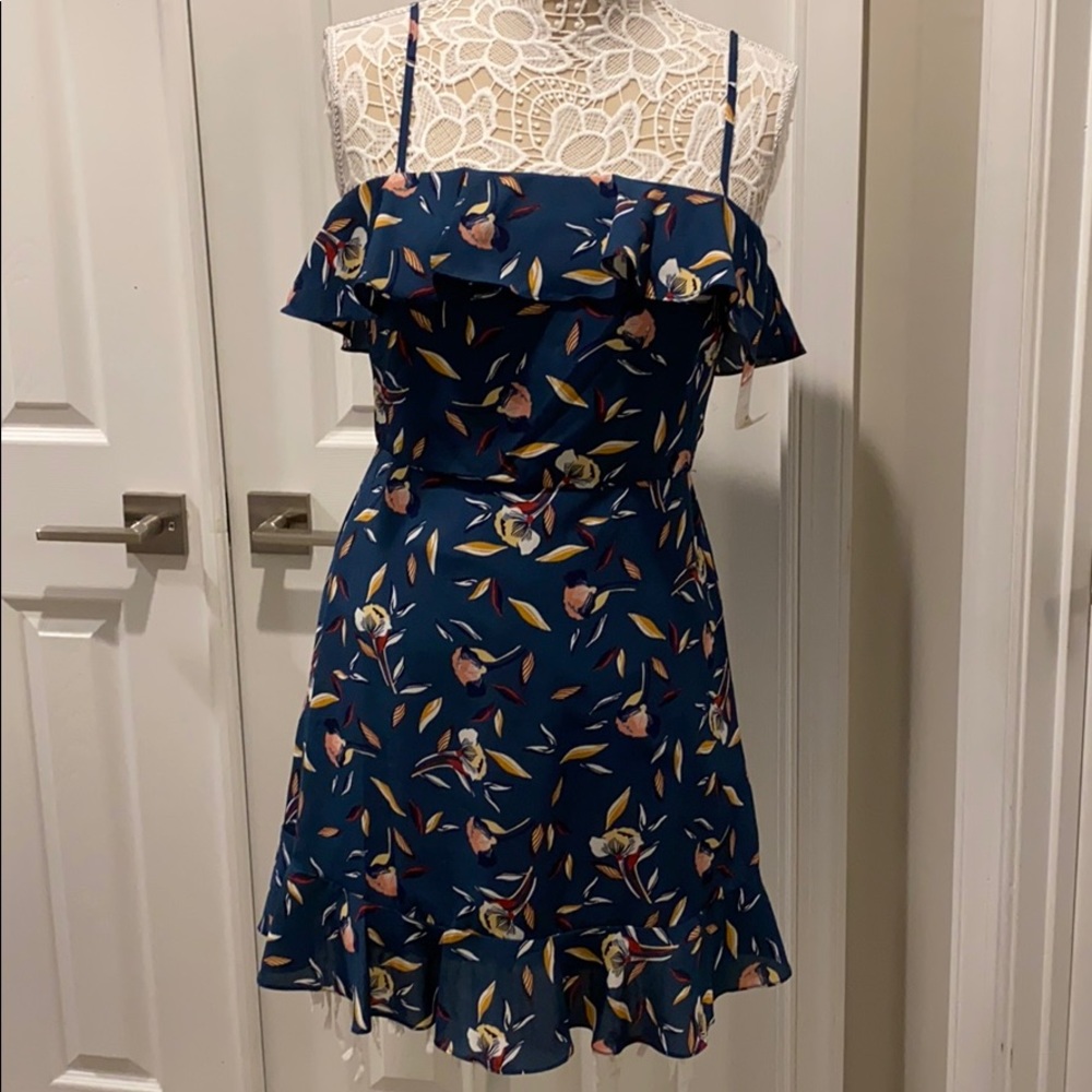 Row A Blue floral Ruffle dress